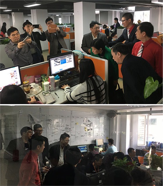 陳翼明副市長和賀州市政府考察團(tuán)在牛商網(wǎng)項目制作部、產(chǎn)品研發(fā)部調(diào)研