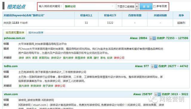 通過愛站網找相關站點